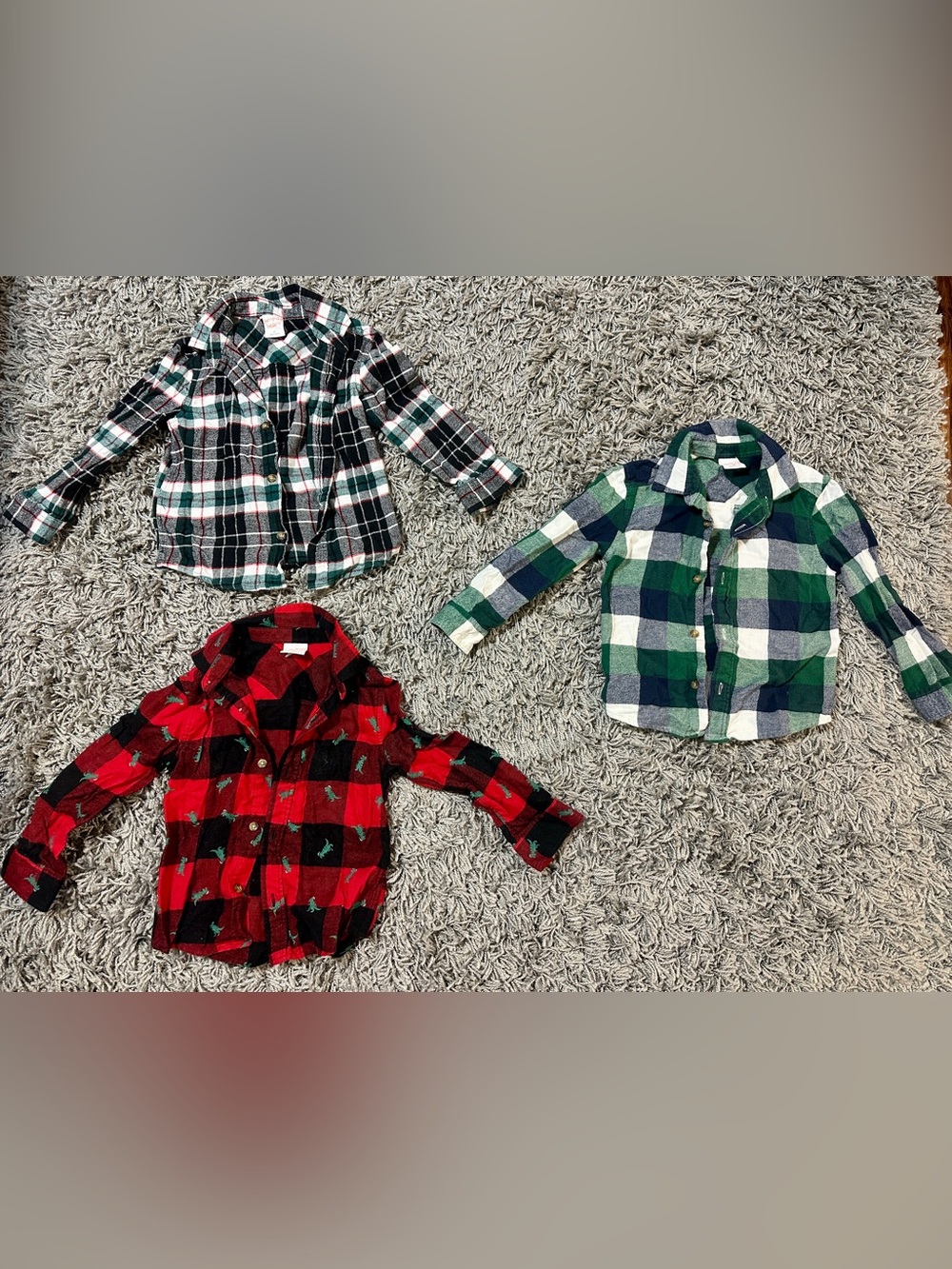 jumping beans Plaid Button-Down Shirt Trio in Red, Green, and Black